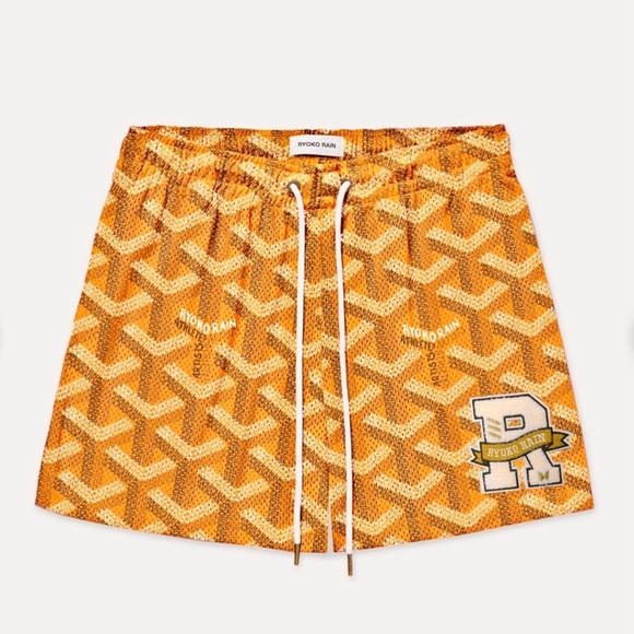 Ryoko Rain Designerr Shorts Printed Mesh R Patch Artists Athletes Orange Small - Picture 13 of 16